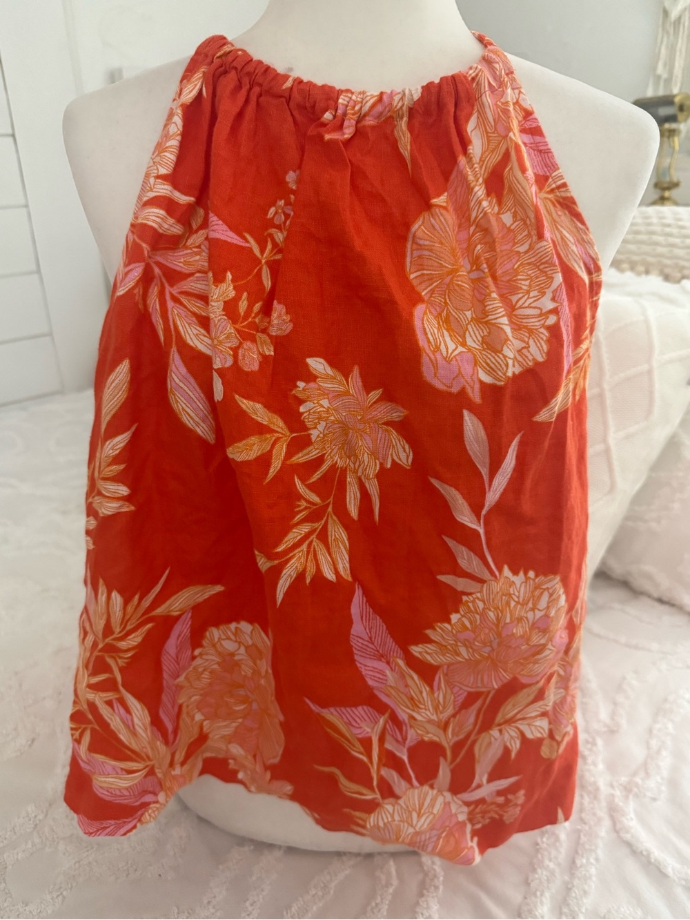 Cynthia Rowley Red Floral Halter Top